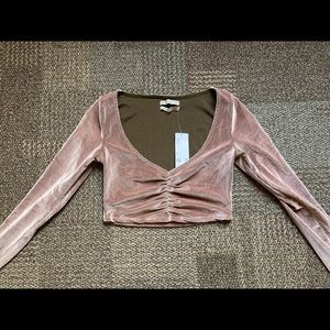 Urban outfitters pink velvet crop top